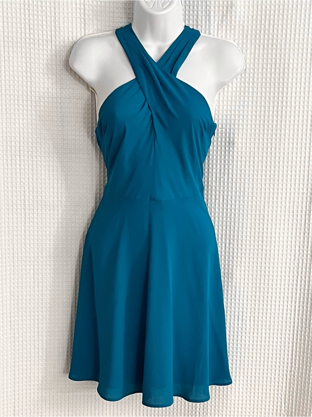 Express Teal Crisscross One-Shoulder Fit-and-Flare Dress size 2